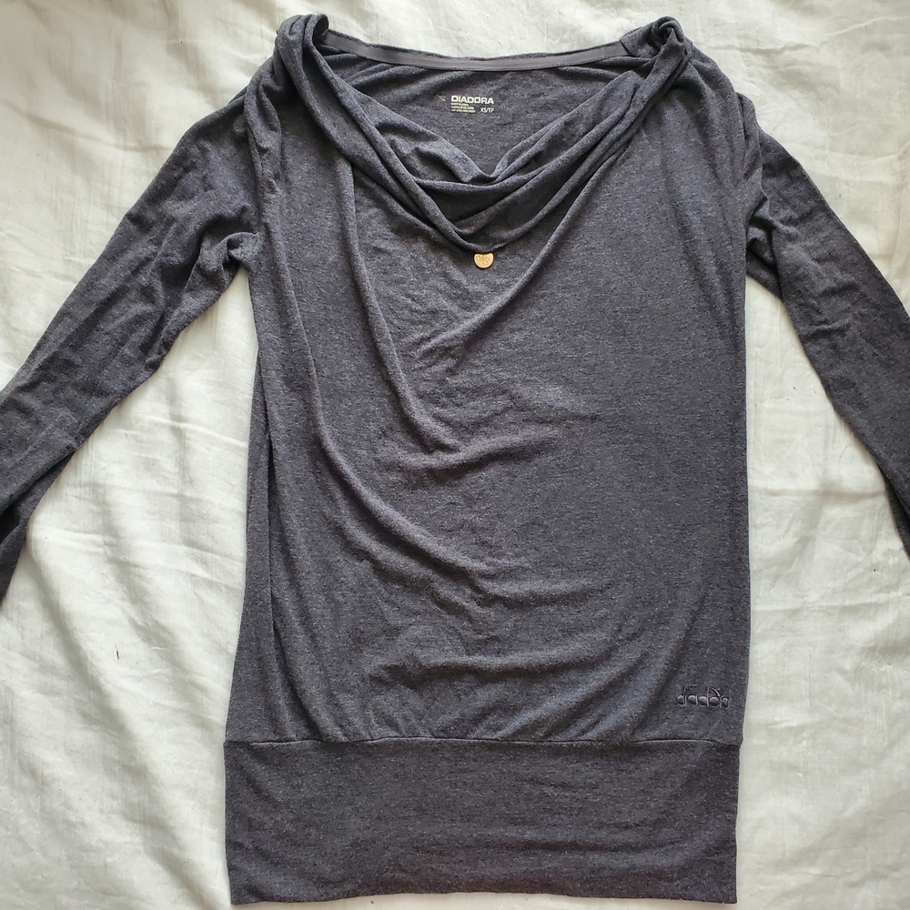 Diadora Charcoal Gray Soft Long Sleeve Top Size XS